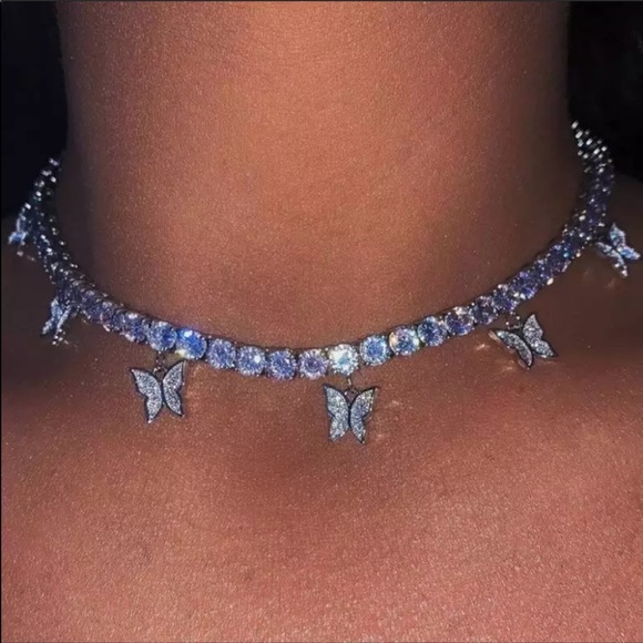 Vintage Accessories - 3/$35 silver big butterfly y2k sparkly choker